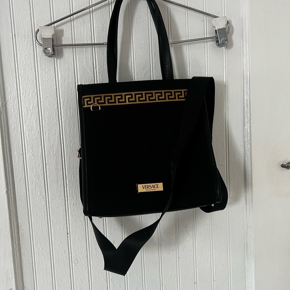Versace Black Crossbody Bag with Gold Accents - Picture 4 of 16